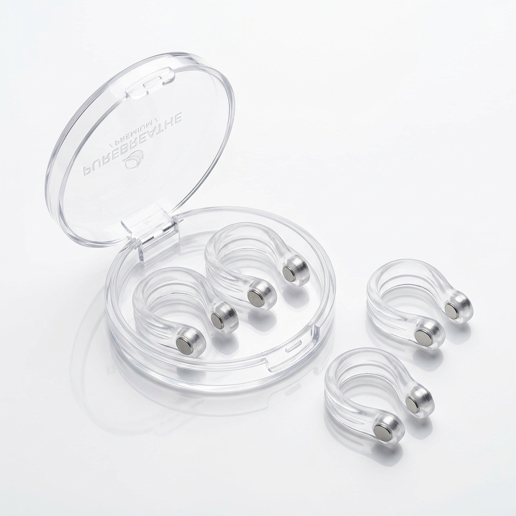 Anti-Snoring Magnetic Silicone Nose Clip & Breathe Vents (Set of 4 with Hygienic Travel Case)