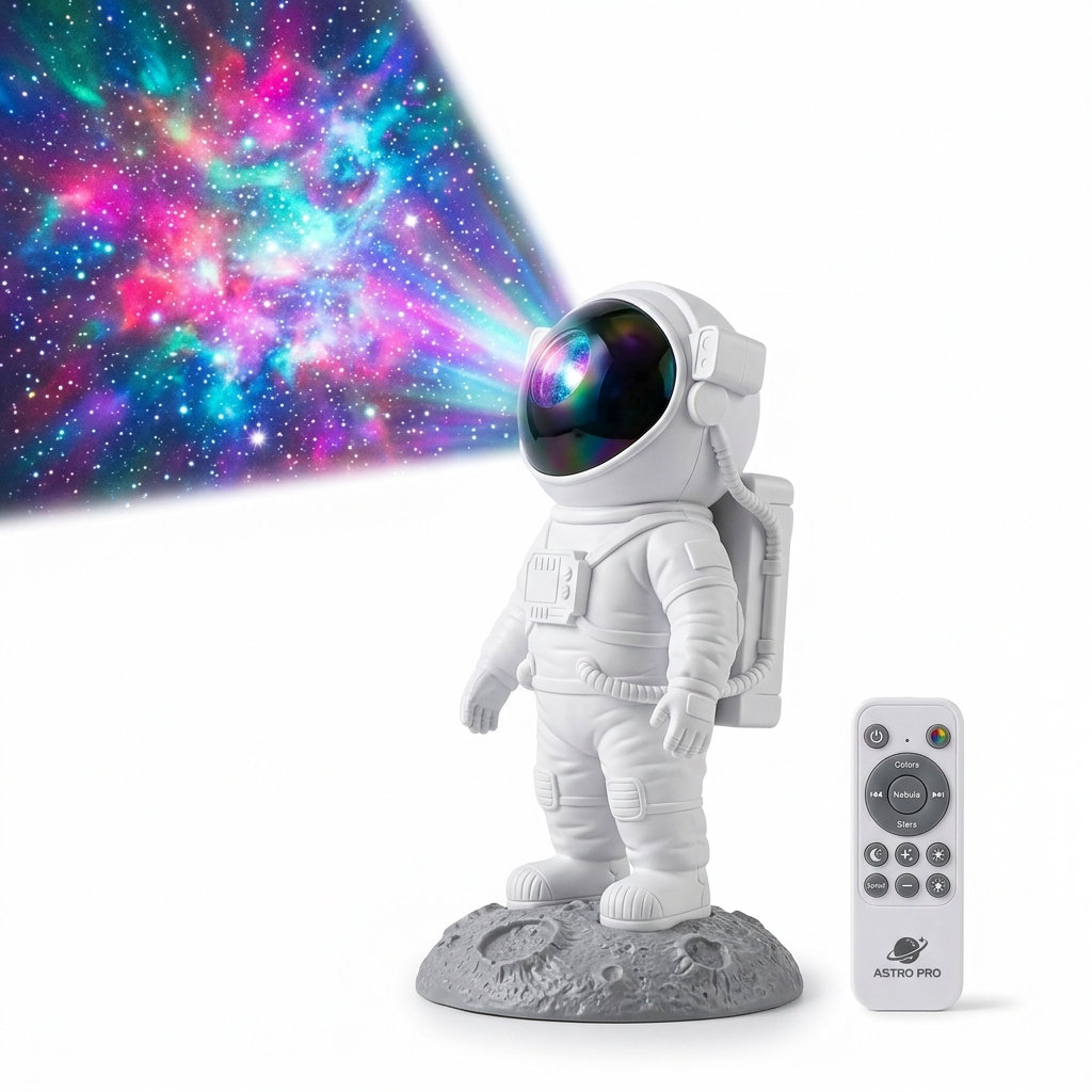 Astronaut Galaxy Star Projector (360° Rotatable Magnetic Nebula Night Light with Remote)