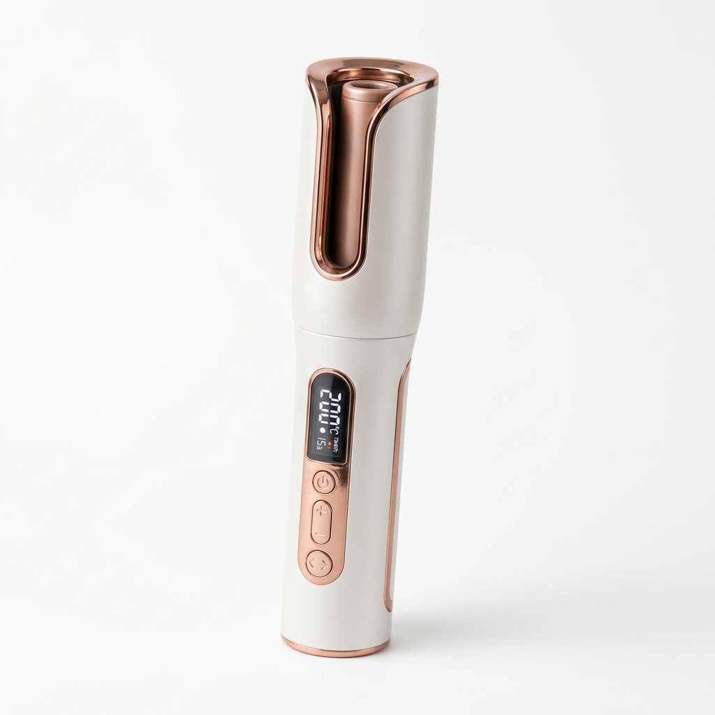 Rechargeable Cordless Automatic Hair Curler (Rotating Ceramic Barrel with Digital LCD Display)