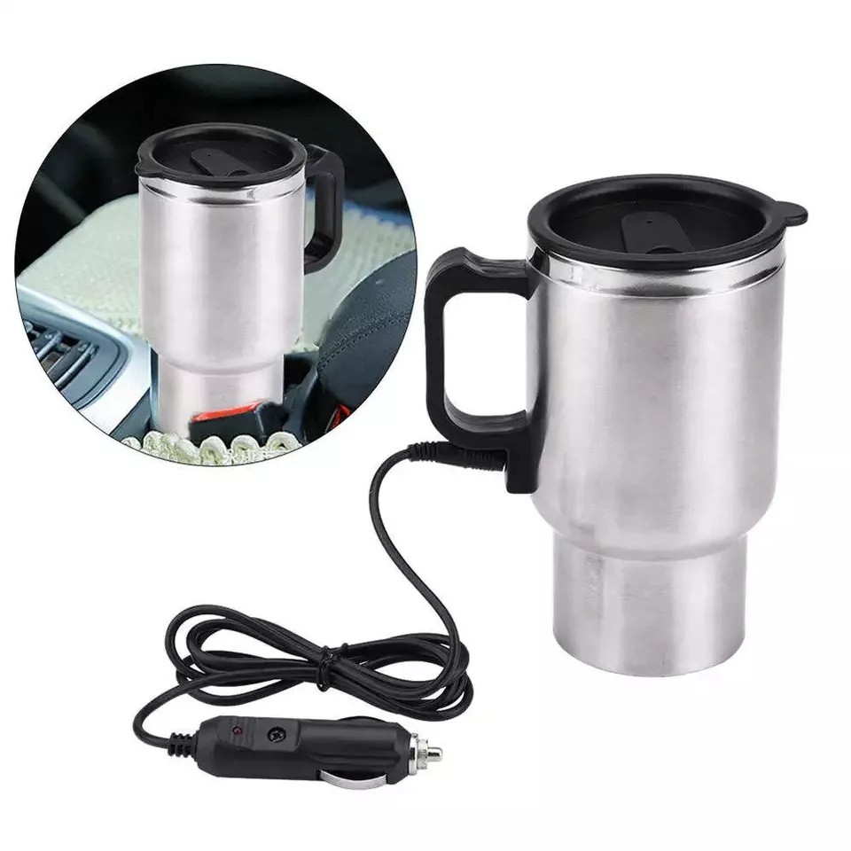 12V Electric Heated Car Travel Mug (Stainless Steel Temperature Cup)