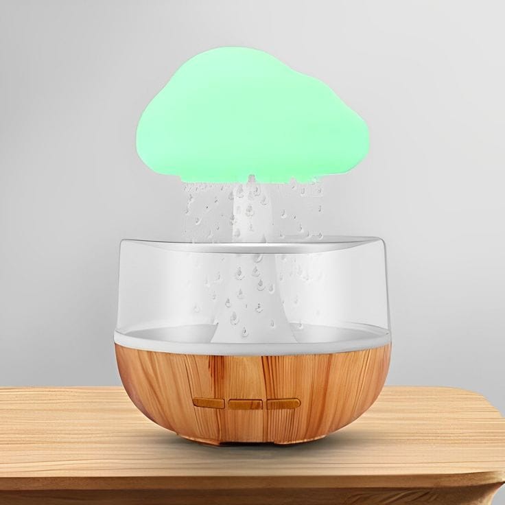 Cloud Rain Aroma Diffuser & Ultrasonic LED Humidifier (Water Drip Sound & Ambient Sleep Lamp)