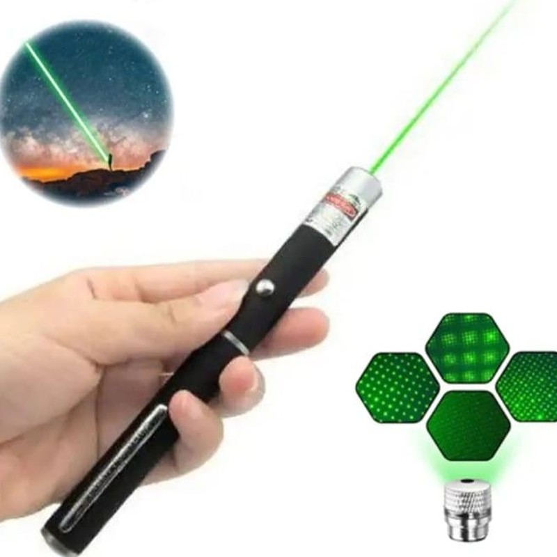 Laser 303 High Power Green Tactical Laser Pointer (Focusable Beam, Star Galaxy Caps & Safety Lock)