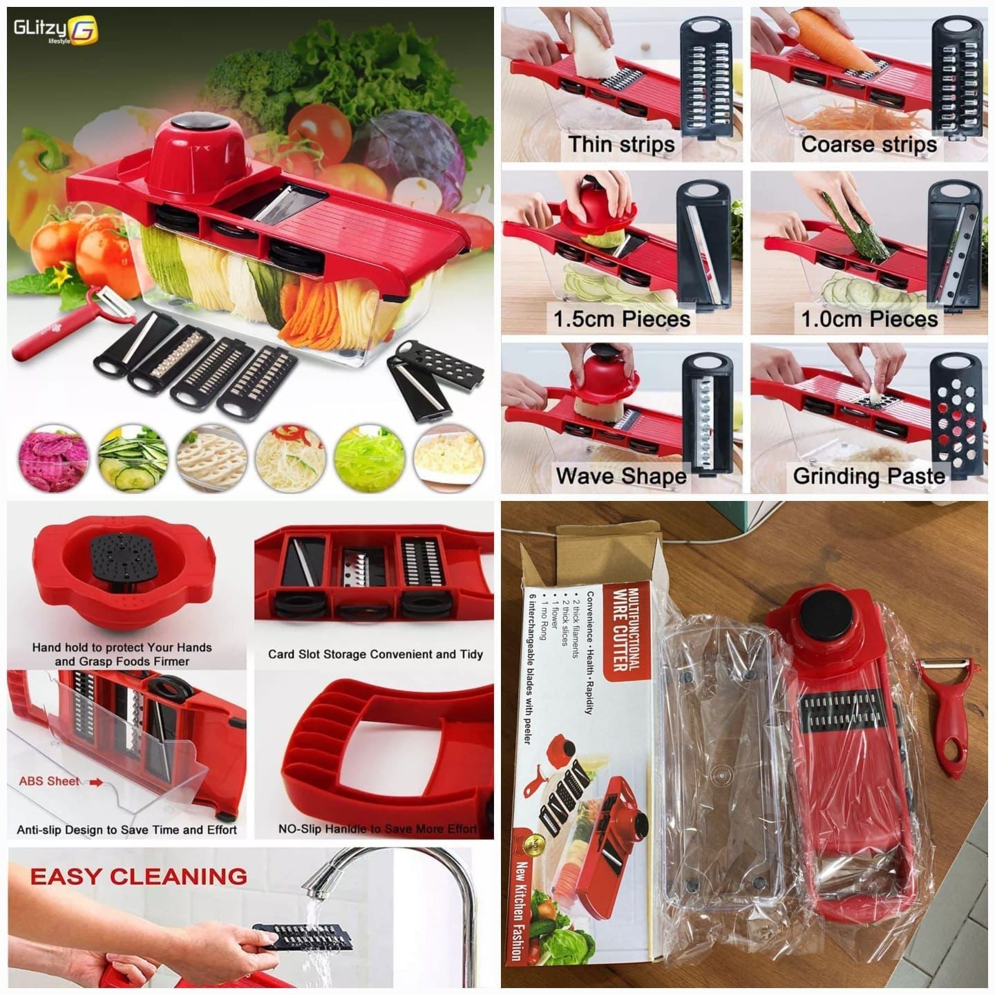 6-in-1 Multifunctional Vegetable Chopper & Mandoline Slicer with Safety Guard