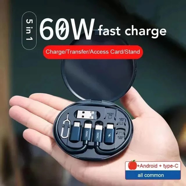 60W Fast Charging Multi Data Cable Survival Kit (Phone Stand)