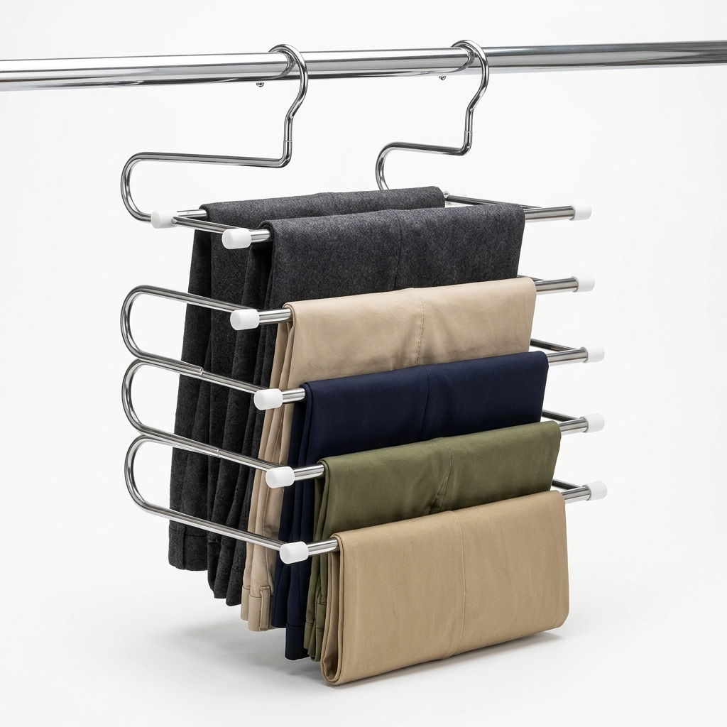 5-in-1 Multi-Layer Stainless Steel Pants & Clothes Magic Hanger (Wardrobe Space Saver)