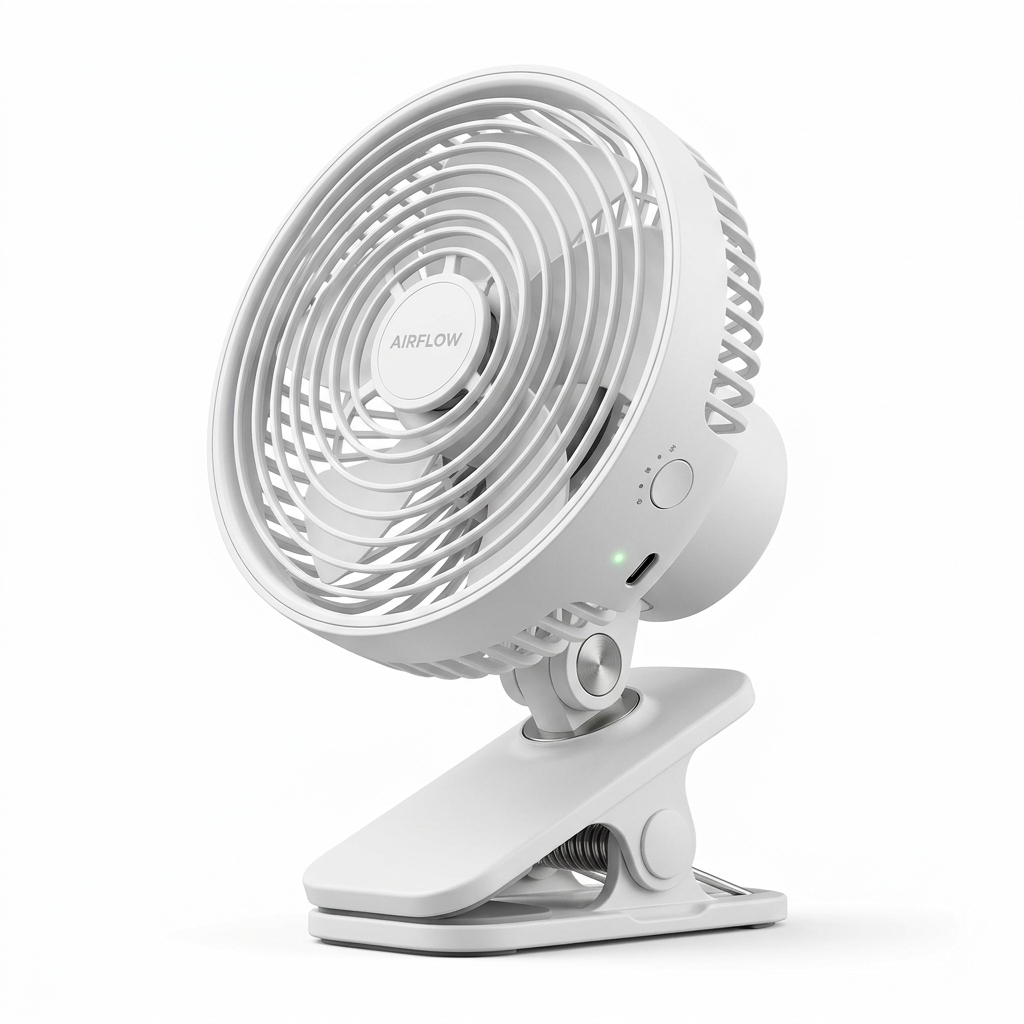 Portable Rechargeable Clip-On Desk Fan (360° Rotatable 3-Speed Personal)