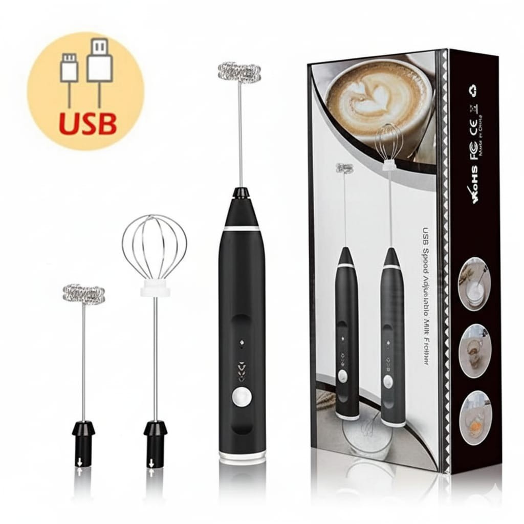 Rechargeable Electric Coffee Beater & Milk Frother (High-Speed Stainless Steel Whisk)