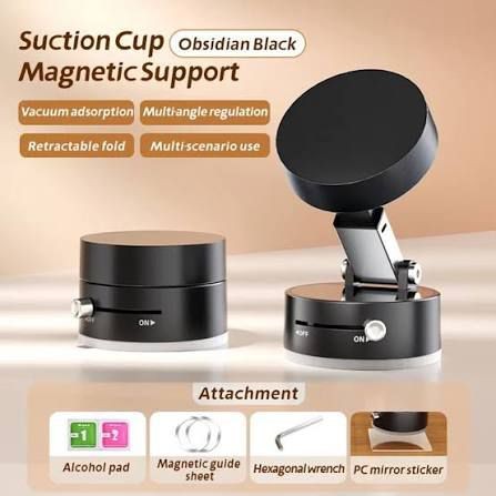 Premium Obsidian Black Retractable Magnetic Suction Car Phone Mount (Multi-Angle)