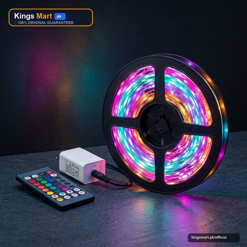 5-Meter RGB LED Strip Lights with 24-Key Remote & Power Adapter