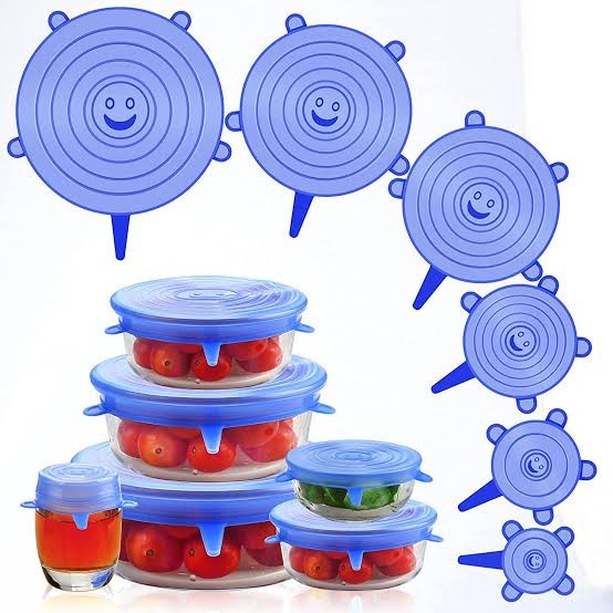 6-Piece Reusable Silicone Stretch Food Fresh-Keeping Lids Set