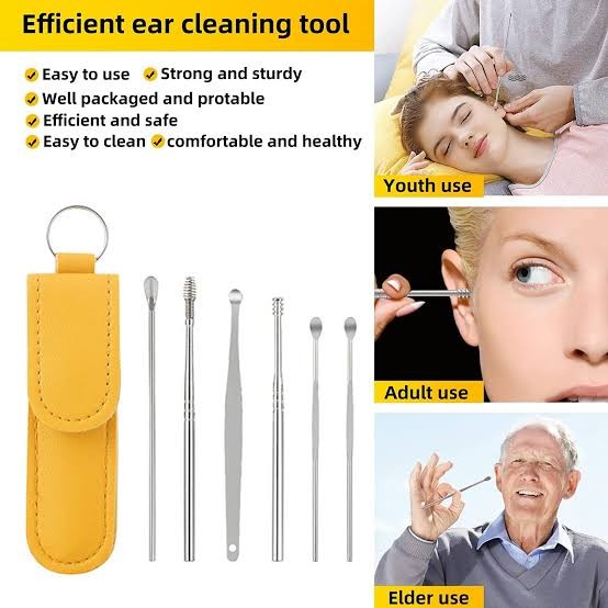 6-Piece Stainless Steel Ear Wax Cleaner Kit with Protective Travel Case
