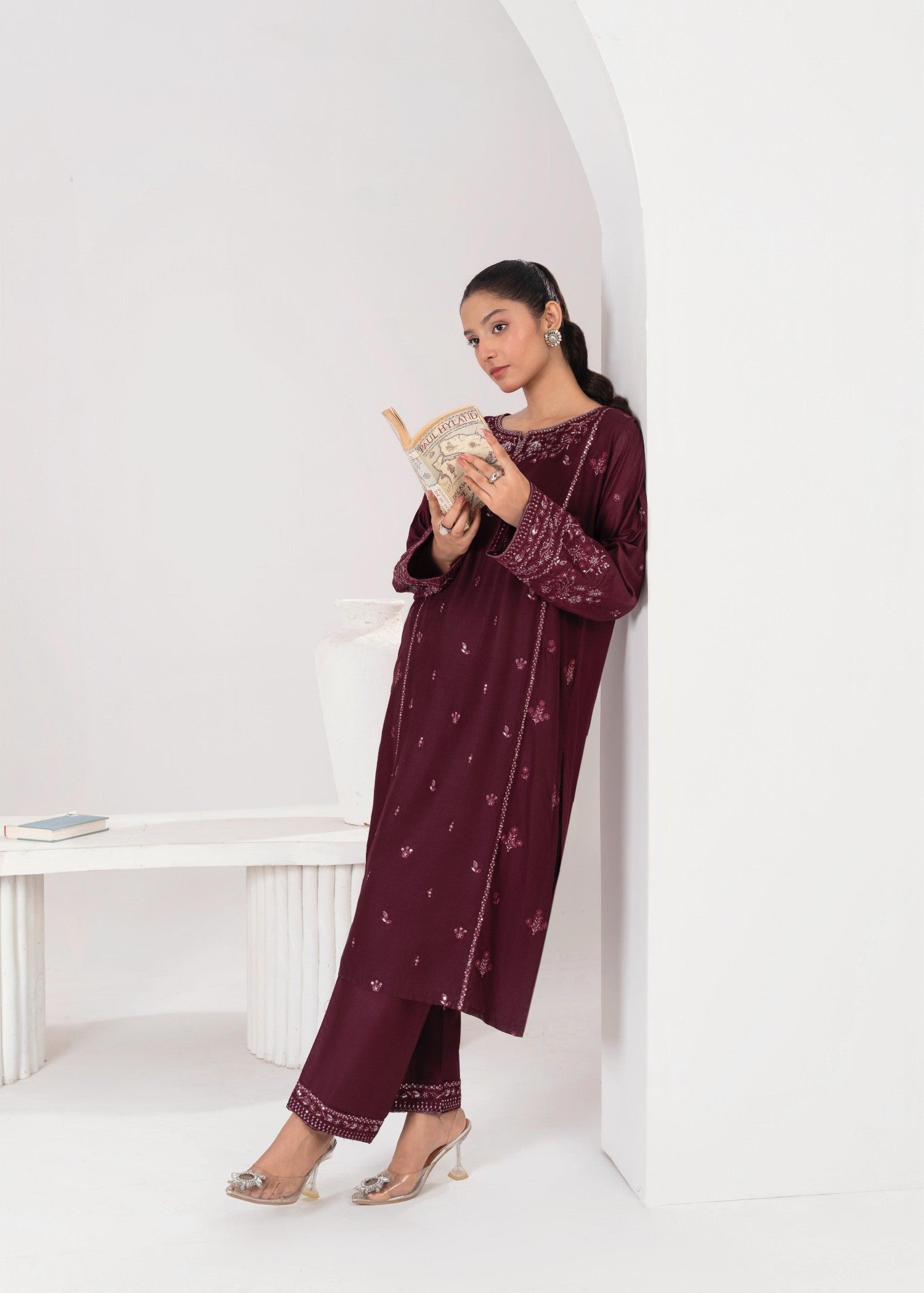 Lara Embroidered 2pcs Plum Stylish Collection