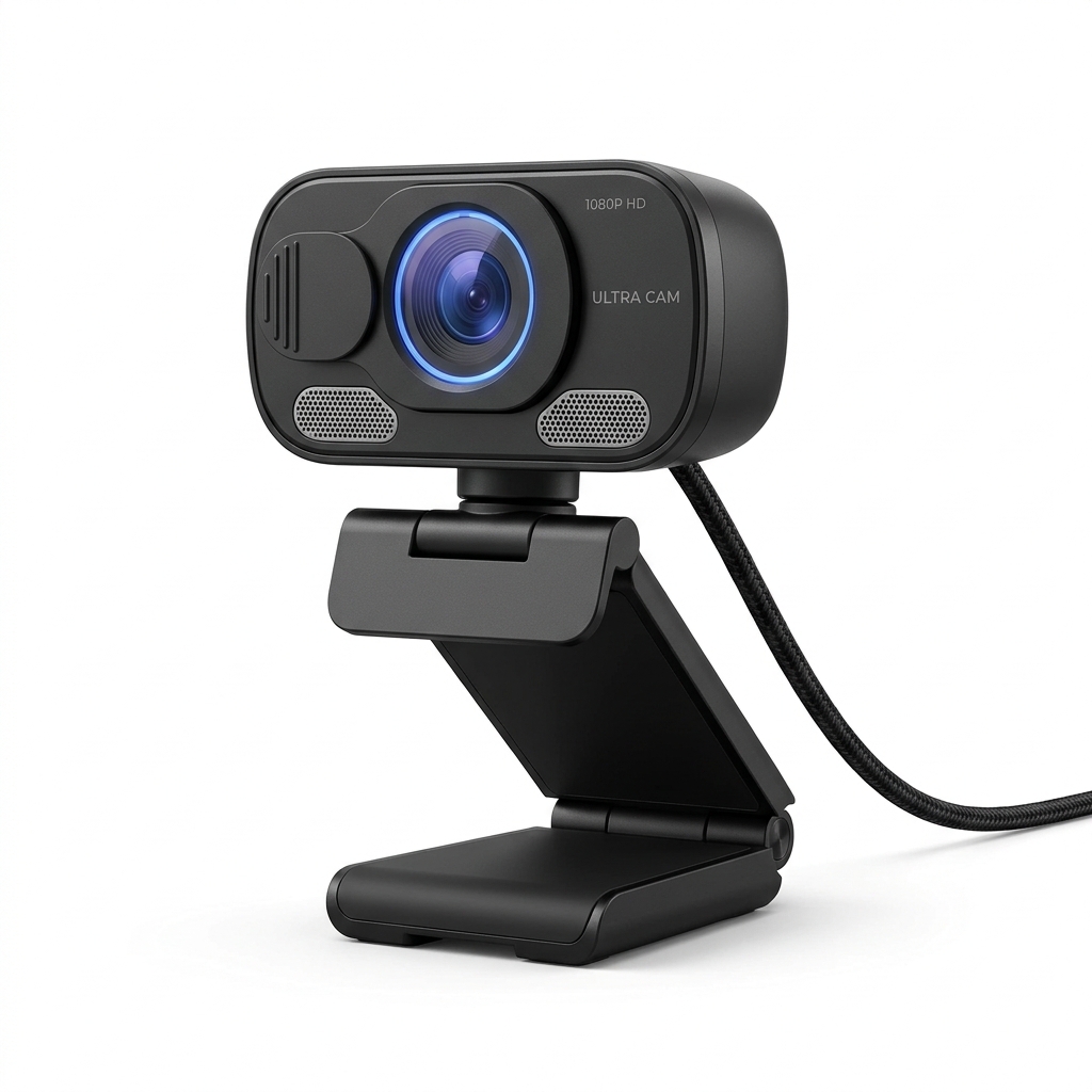 1080P Full HD USB Computer Webcam with Built-in Noise Reduction Microphone & Privacy Shutter