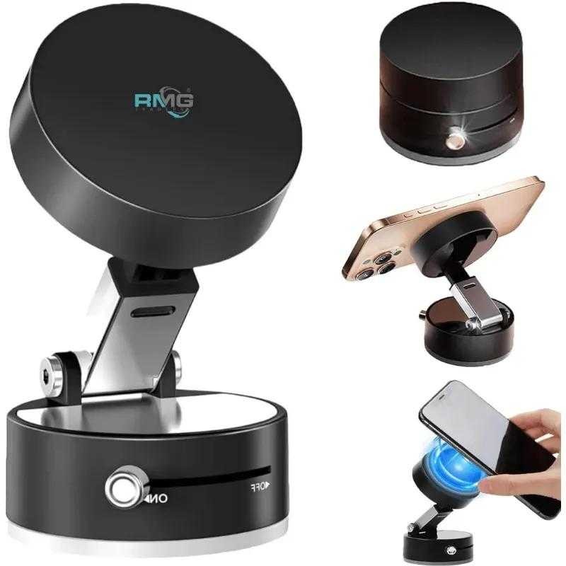 Double-Sided Vacuum Magnetic Phone Holder (360° Foldable Rotating Suction Mount)