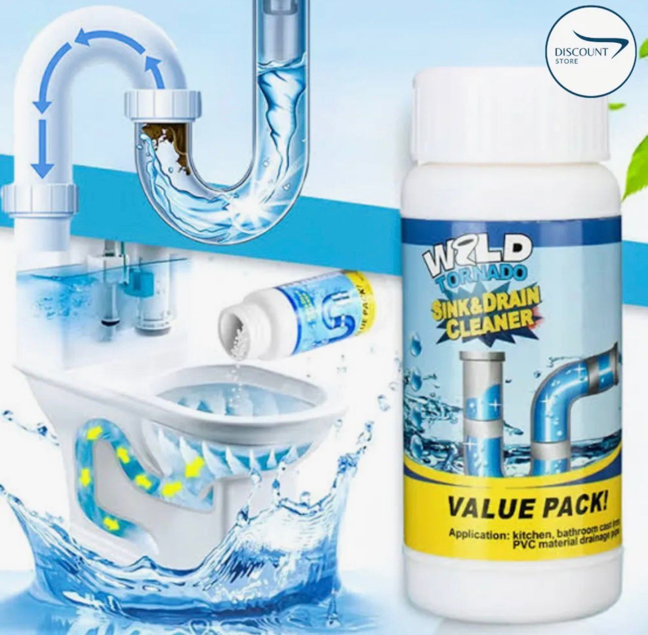 Wild Tornado Powerful Sink & Drain Pipe Cleaner (High-Efficiency Clog Remover)