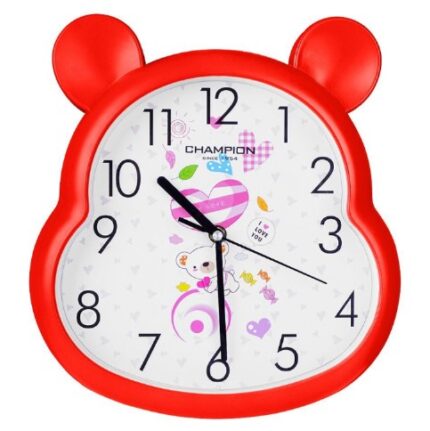 Z.A Wall Clock, Kids Wall Clock, Teddy Shaped And Red Border,